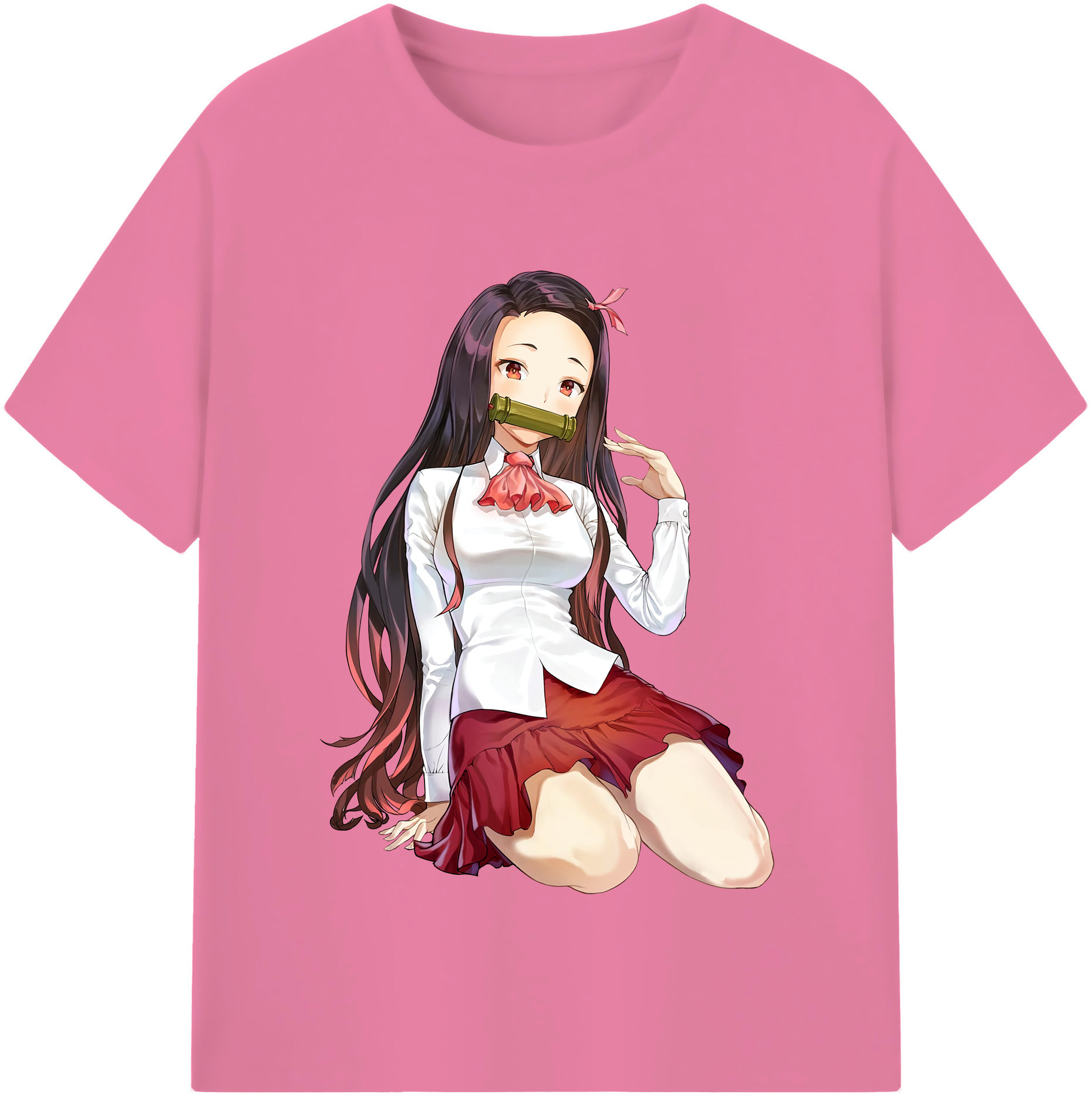 （画像用） 鬼滅の刃（きめつのやいば）竈門 禰󠄀豆子／かまど ねずこ Kamado Nezuko 綿100％半袖Tシャツ（フロントプリント）